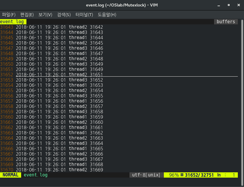 Race condition 발생시키고 Mutex lock으로 해결하기
