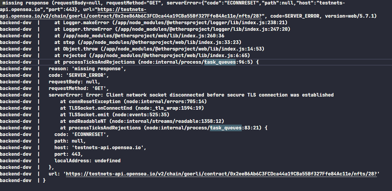 createListing serverError Error Client network socket disconnected before a secure TLS