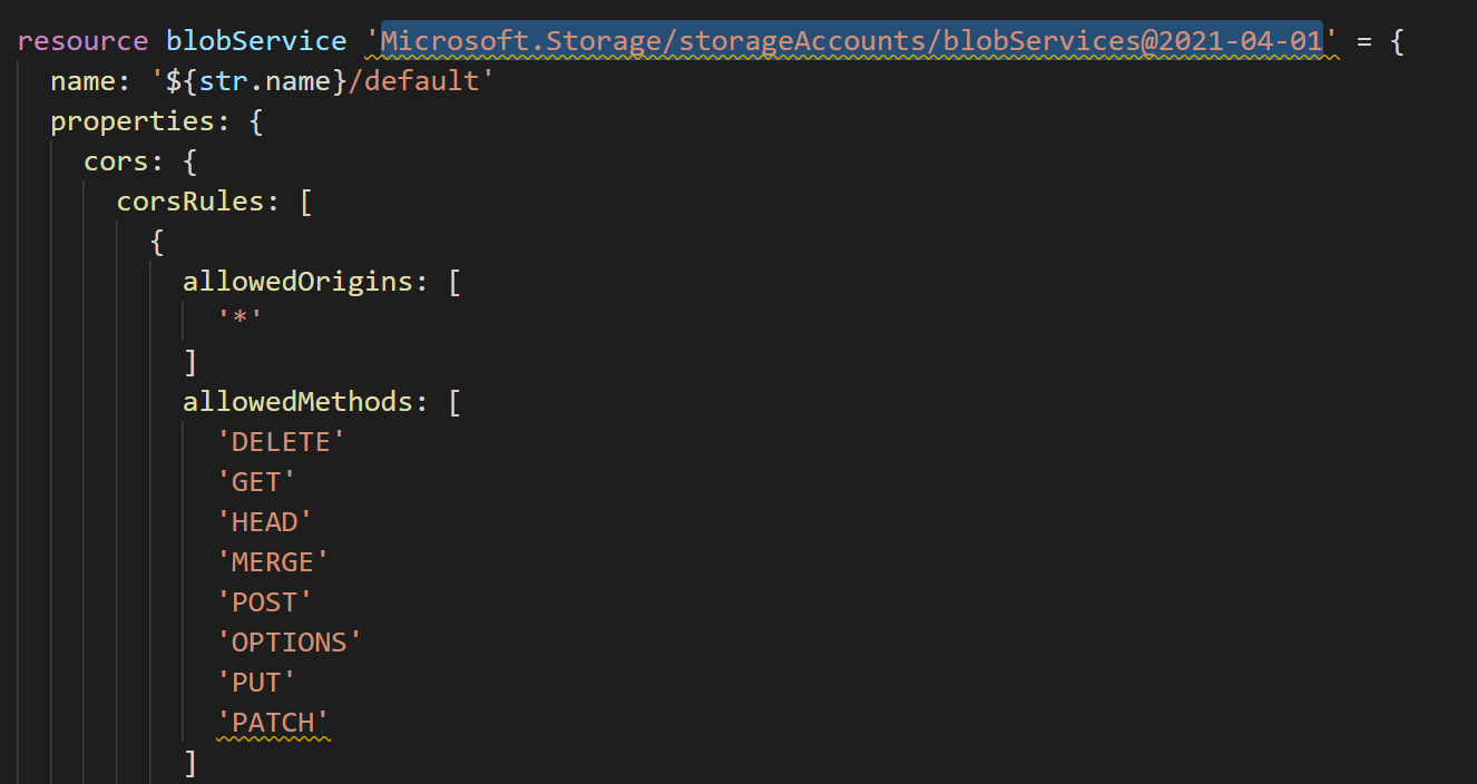 CORS missing verb for blobservice · Issue #4427 · Azure/bicep · GitHub