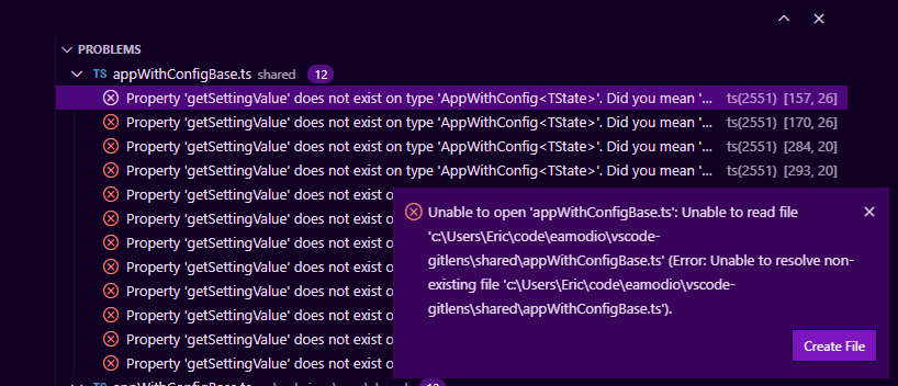Problems view should show file finder rather than error notification on ...