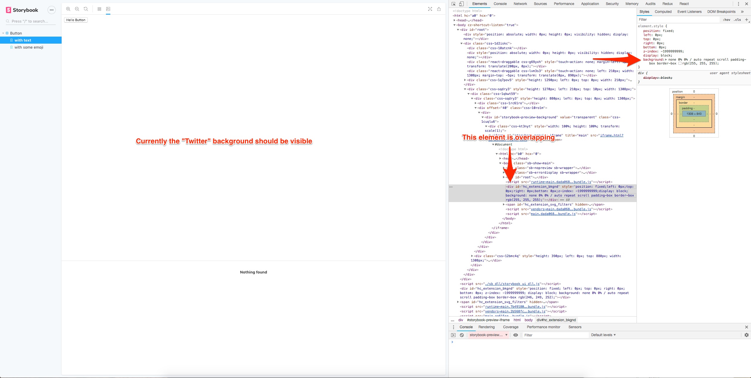 Backgrounds addon has overlapping element · Issue 5917 · storybookjs