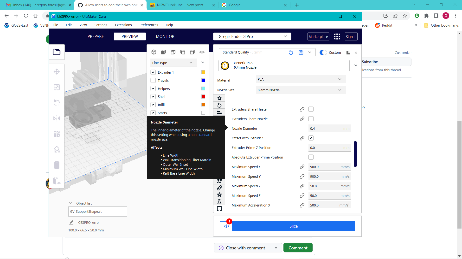 Allow users to add their own nozzle sizes to a machine profile · Issue