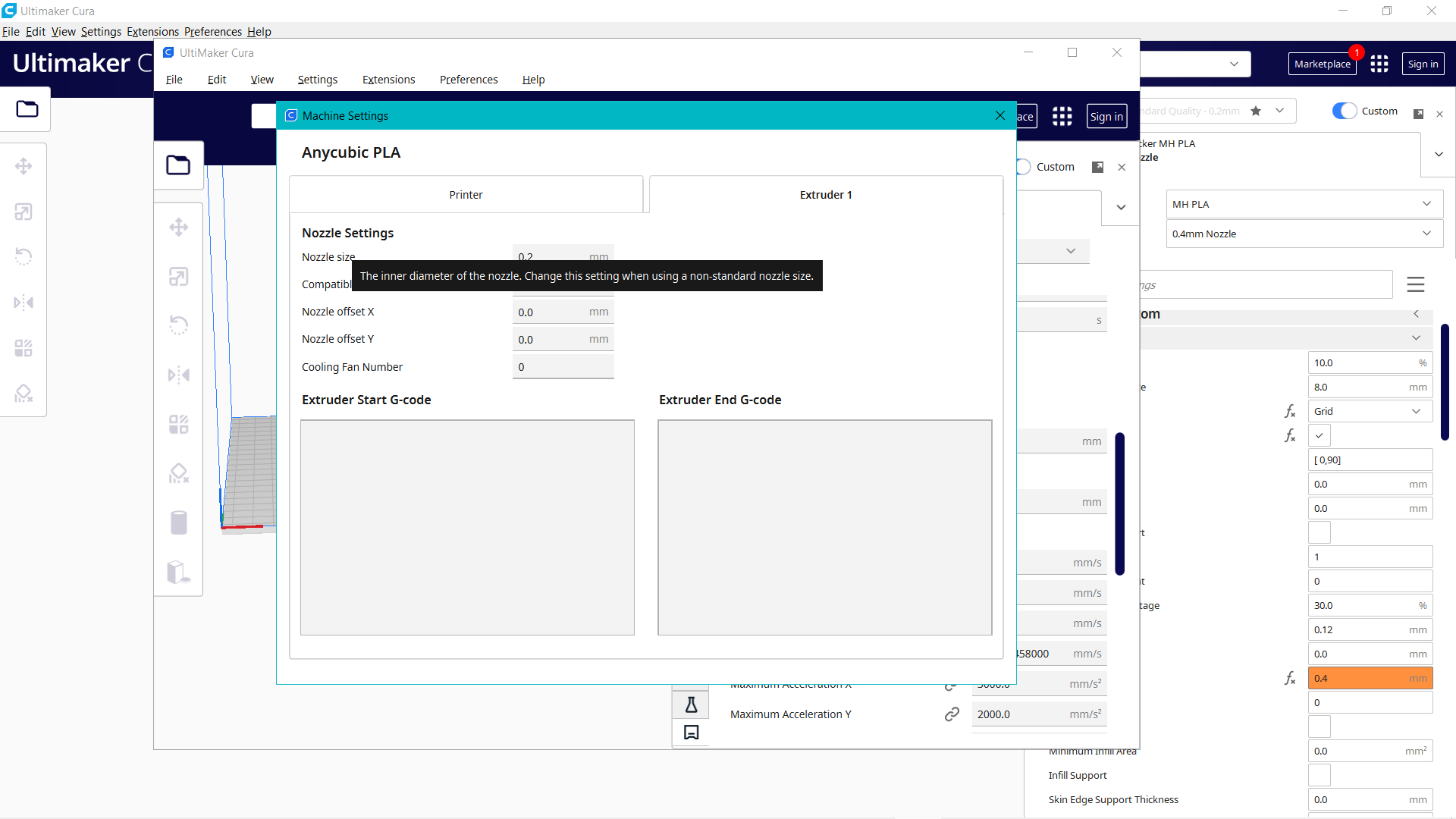Allow users to add their own nozzle sizes to a machine profile · Issue