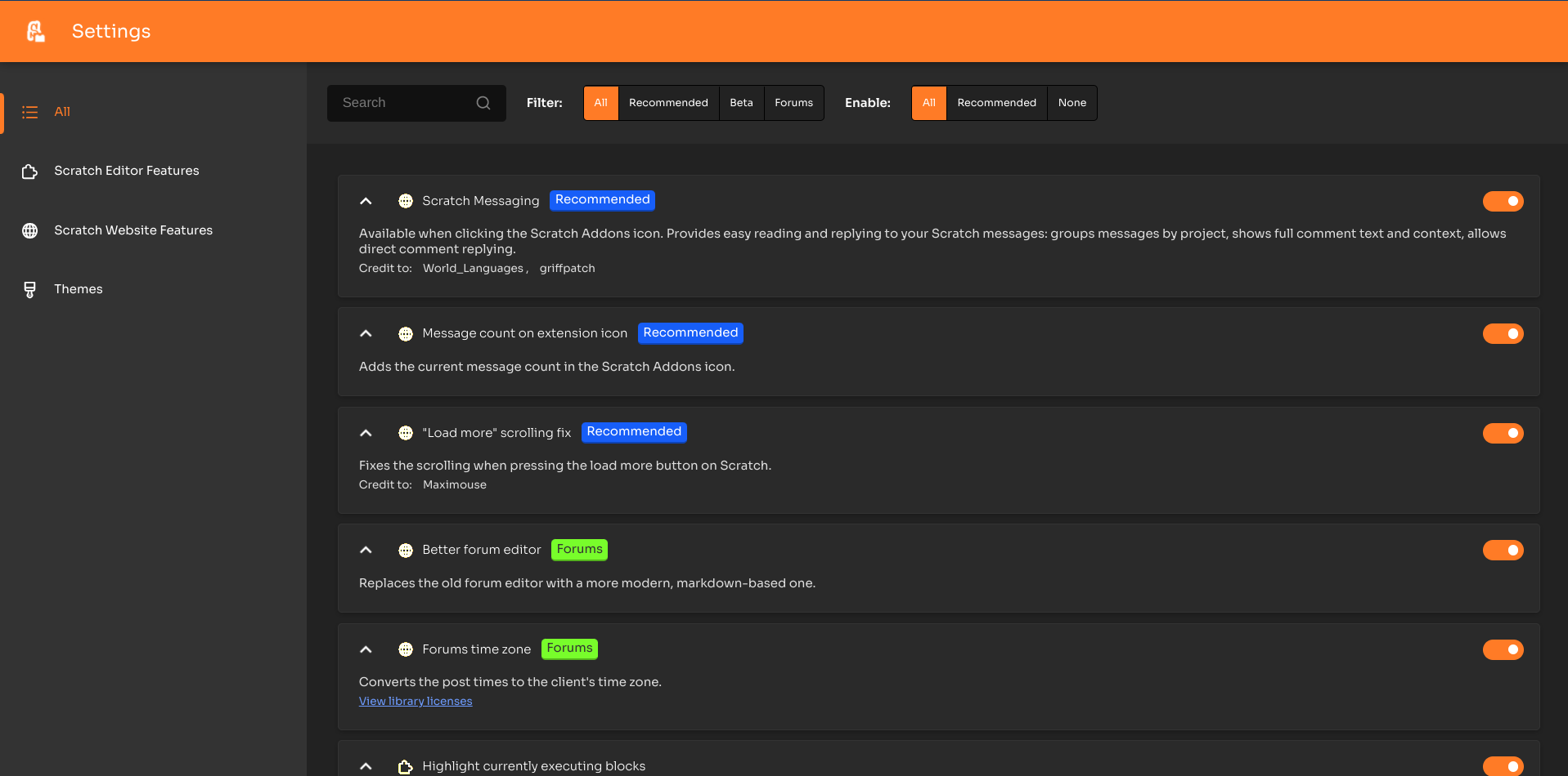 Enable All Addons · Issue #318 · ScratchAddons/ScratchAddons · GitHub