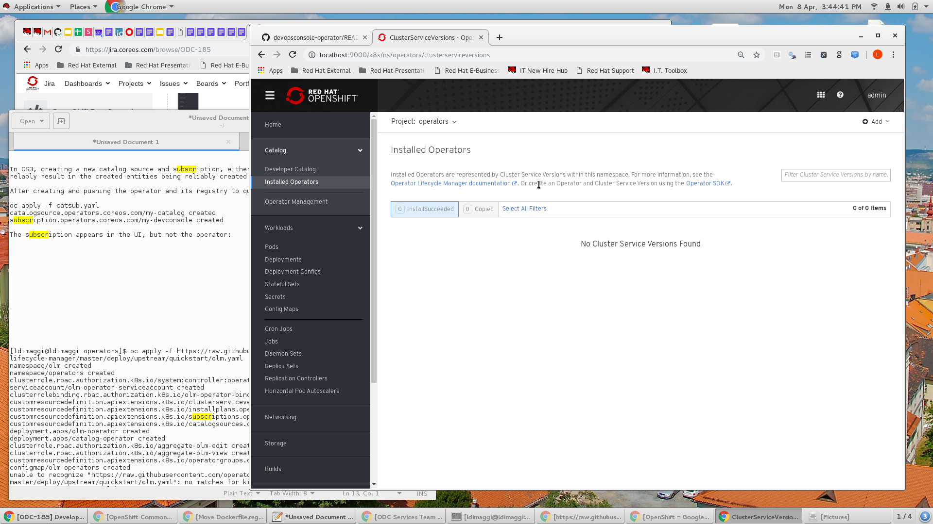 Catalog sources and operators once imported are not sowing up reliably