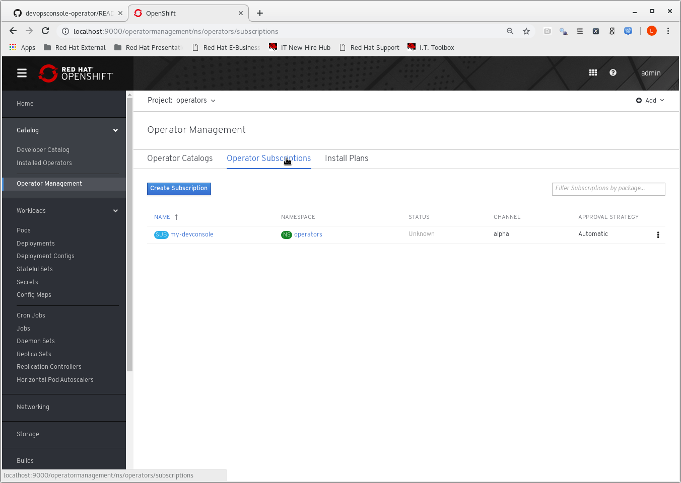 Catalog sources and operators once imported are not sowing up reliably