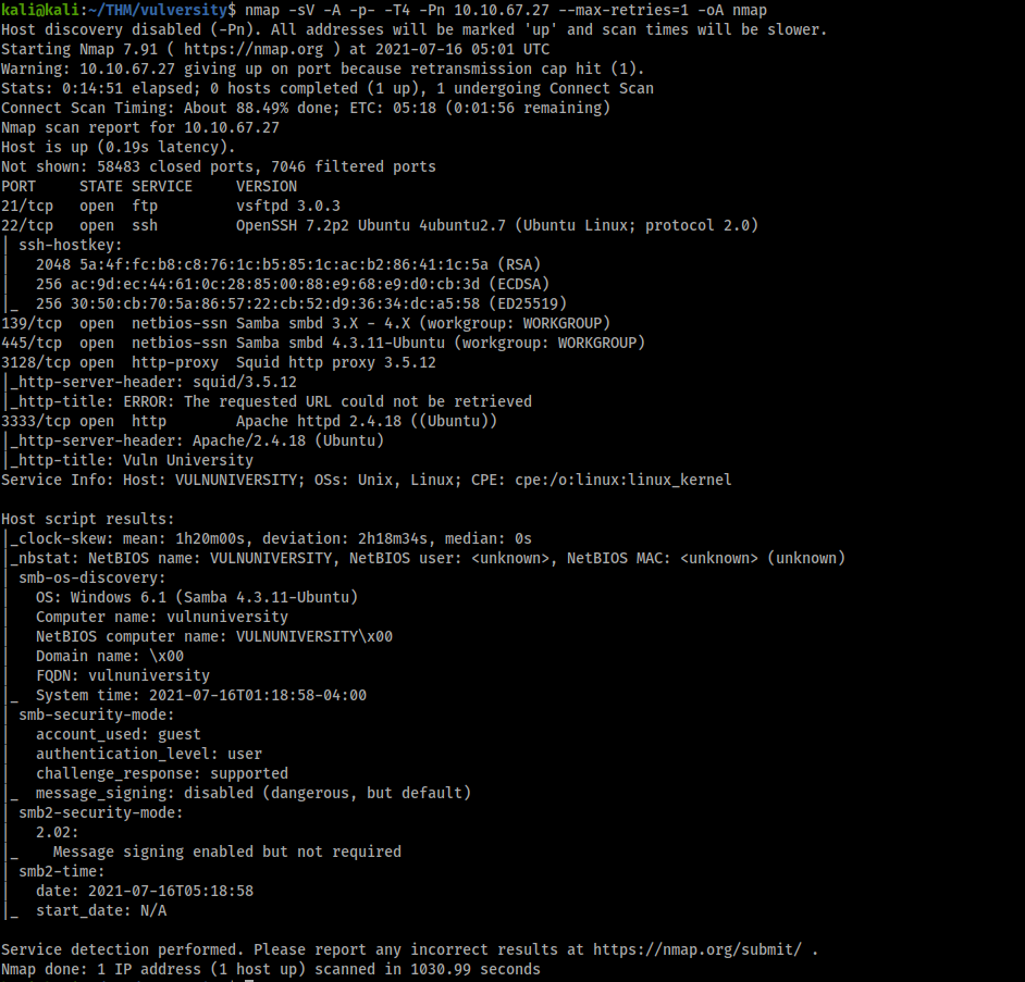 vulnversitynmap