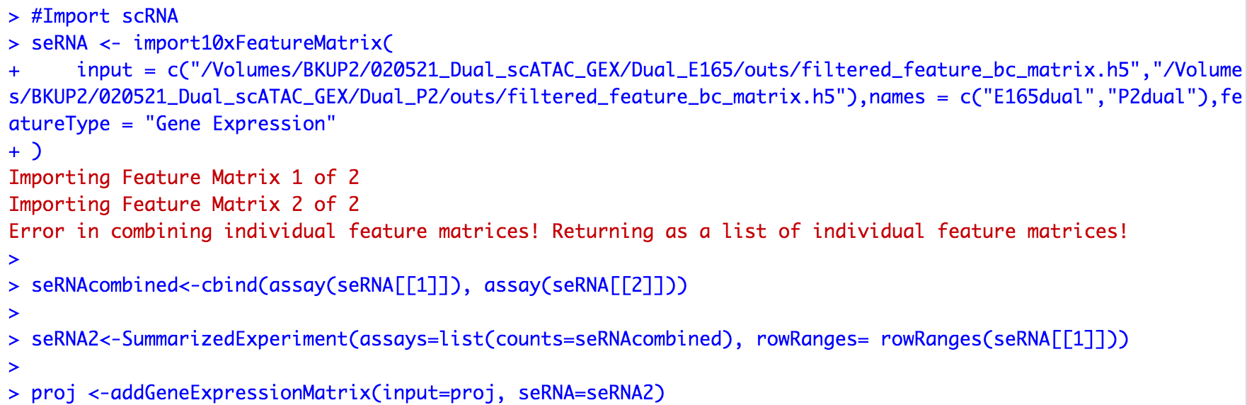 Problem with import10xFeatureMatrix · Issue #507 · GreenleafLab/ArchR ...