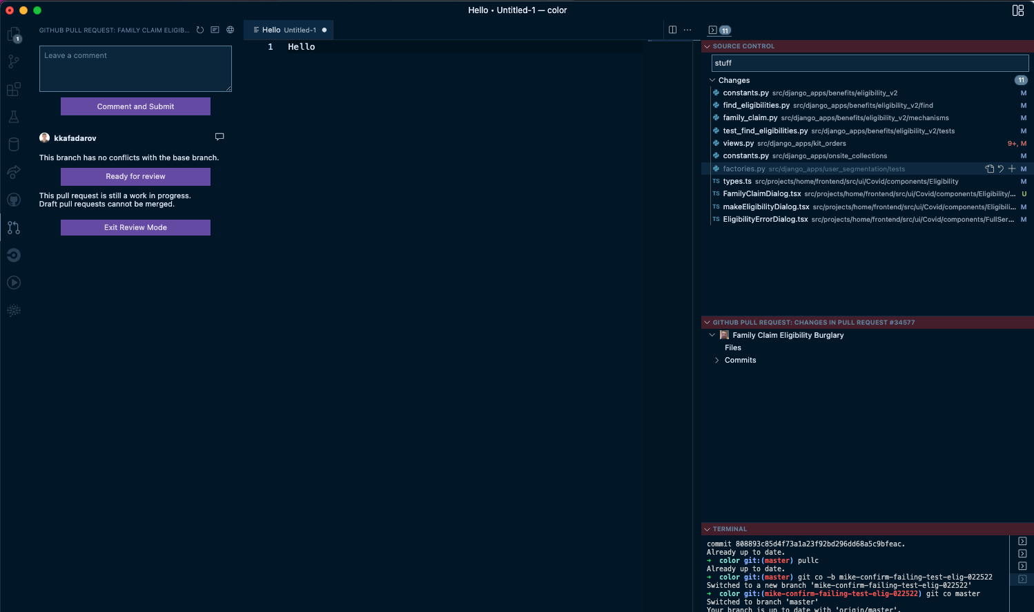 list of files in "changes in pull request" view disappear if in new ...