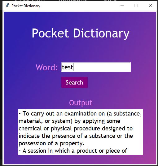GitHub - hjgenuine/Pocket-Dictionary-GUI-App: A simple Pocket ...