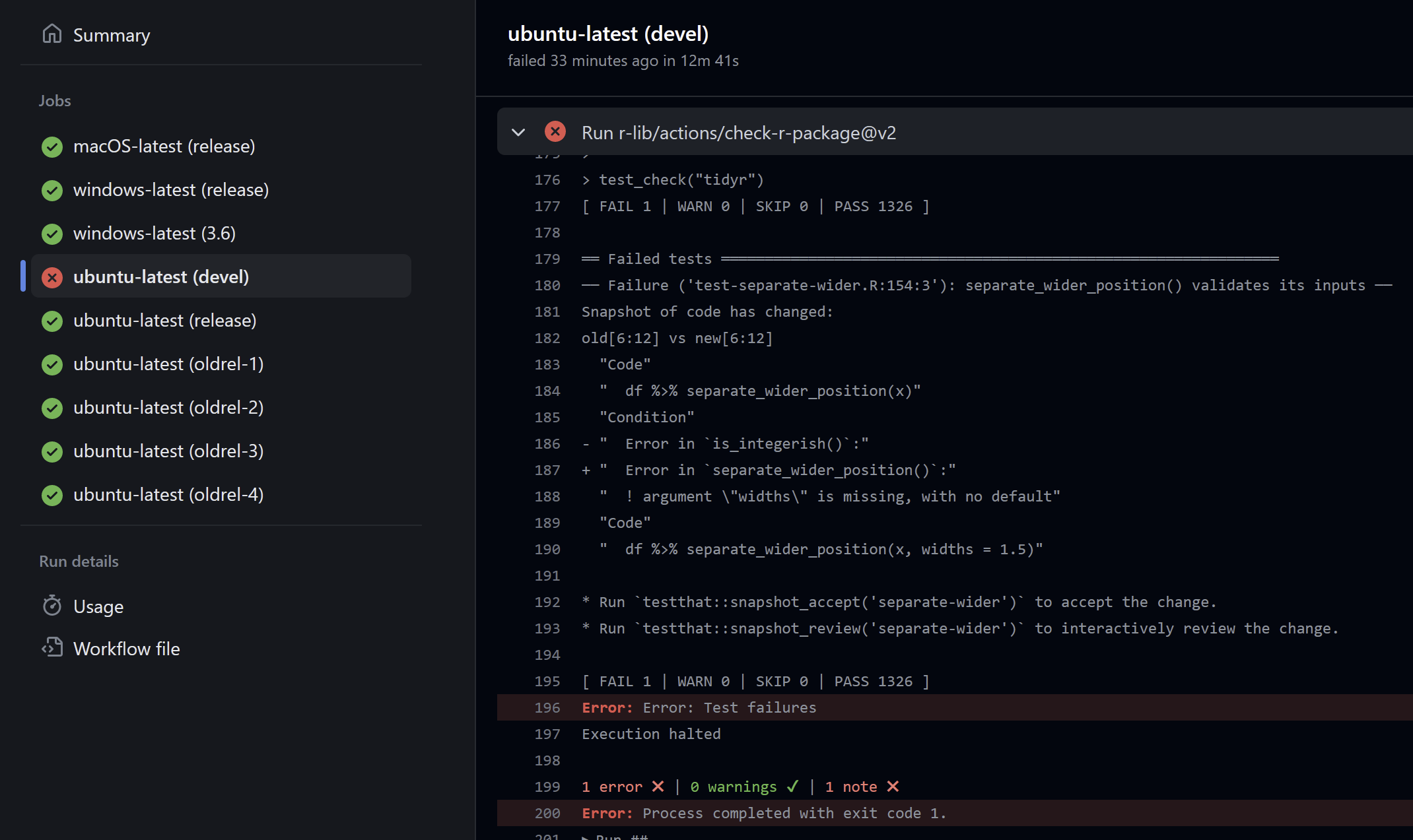 Failing snapshot tests due to inconsistent error message on Ubuntu ...