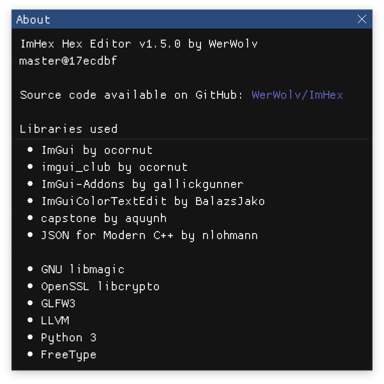 MacOS v1.6.0 is v1.5.0 · Issue #125 · WerWolv/ImHex · GitHub