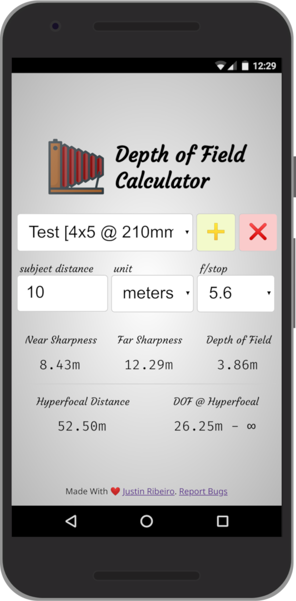 dof-calculator pwa run_(Nexus 5X) __size