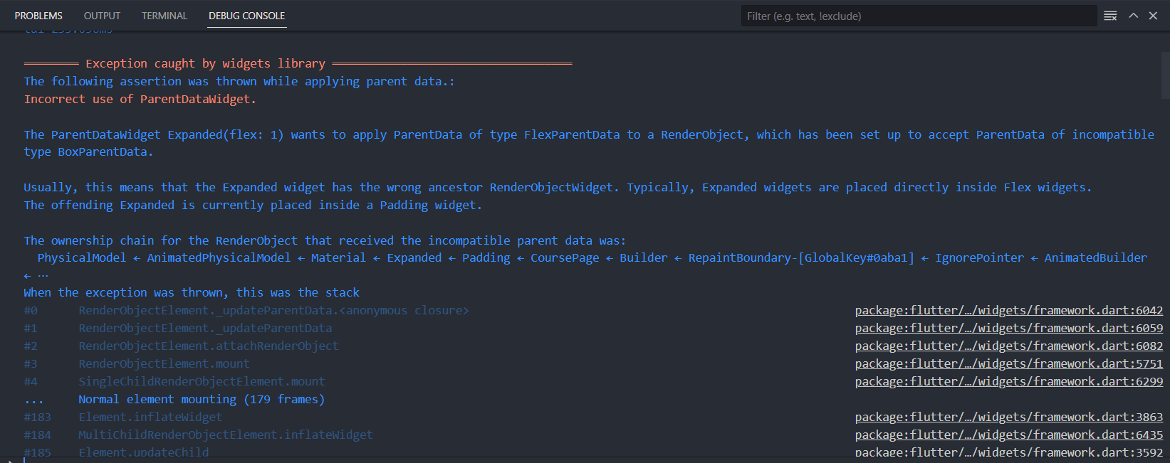 Incorrect use of ParentDataWidget in courses page · Issue 23