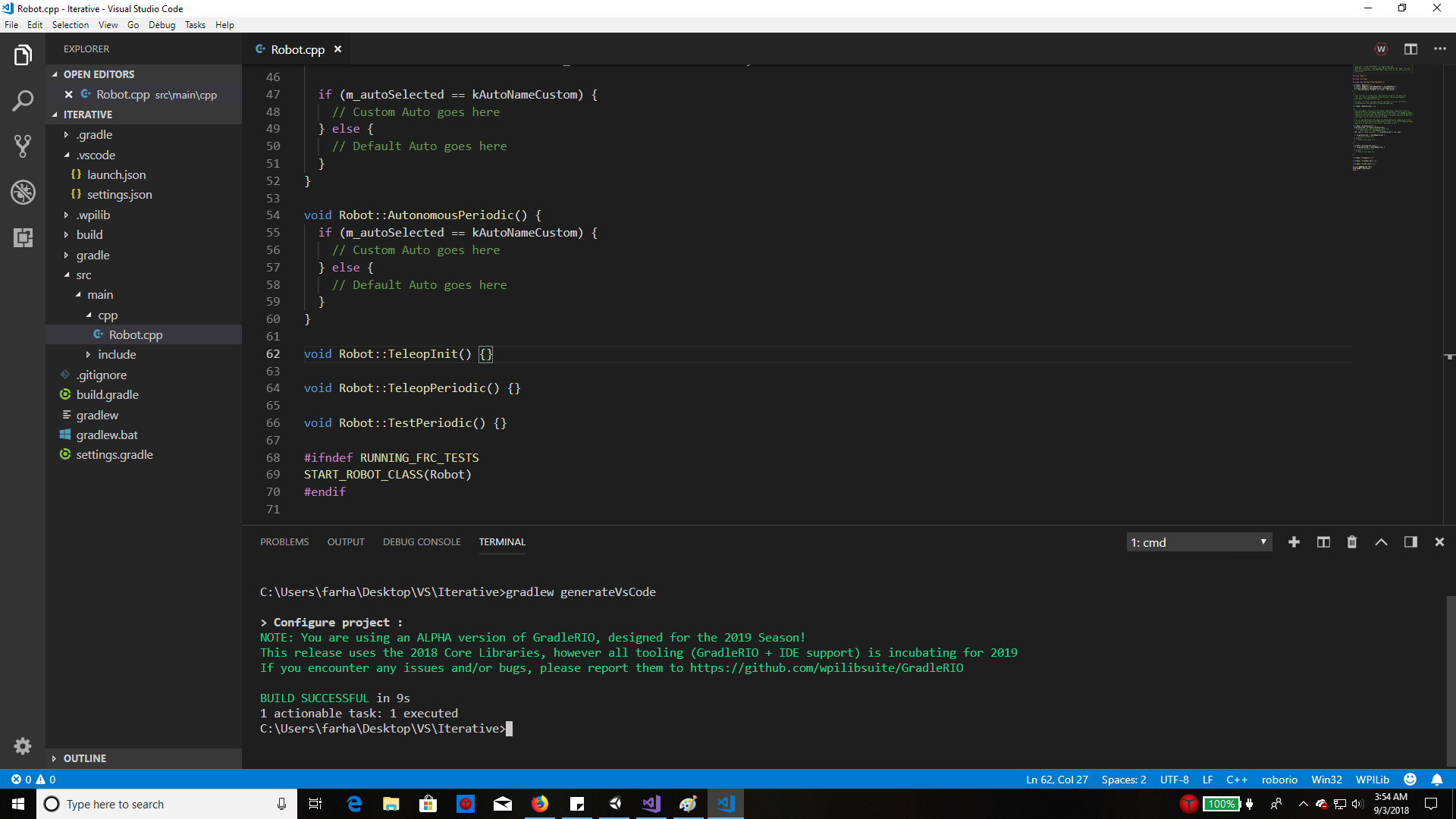 Failed to create terminal for task wpilib: C++ Build · Issue #70 ...
