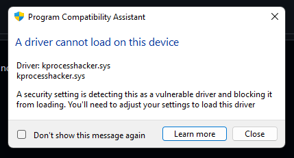 kprocesshacker cannot be loaded on Insider Builds · Issue #1046 ...