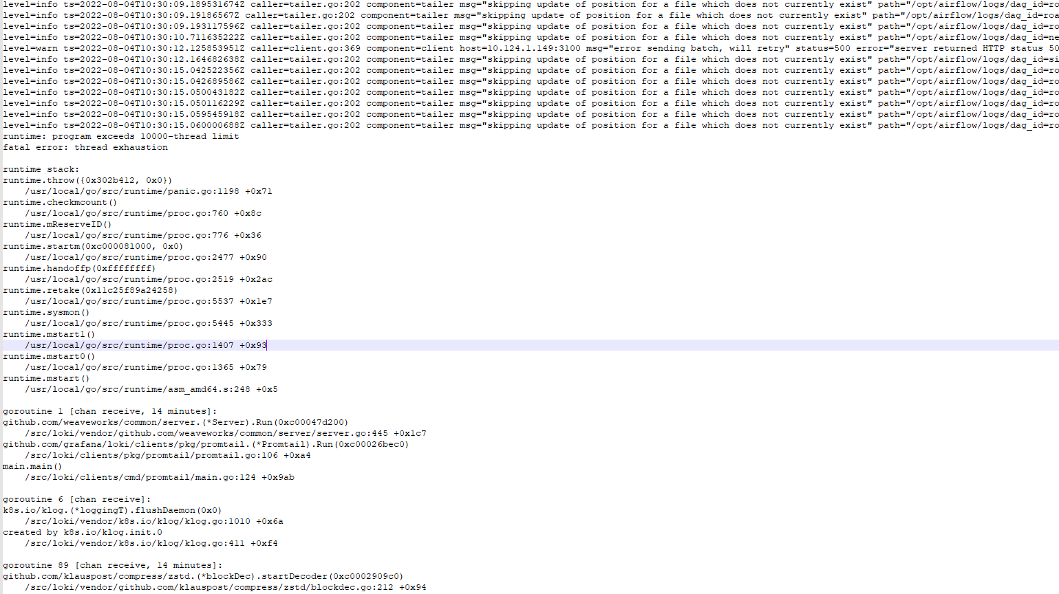 runtime program exceeds 10000thread limit fatal error thread