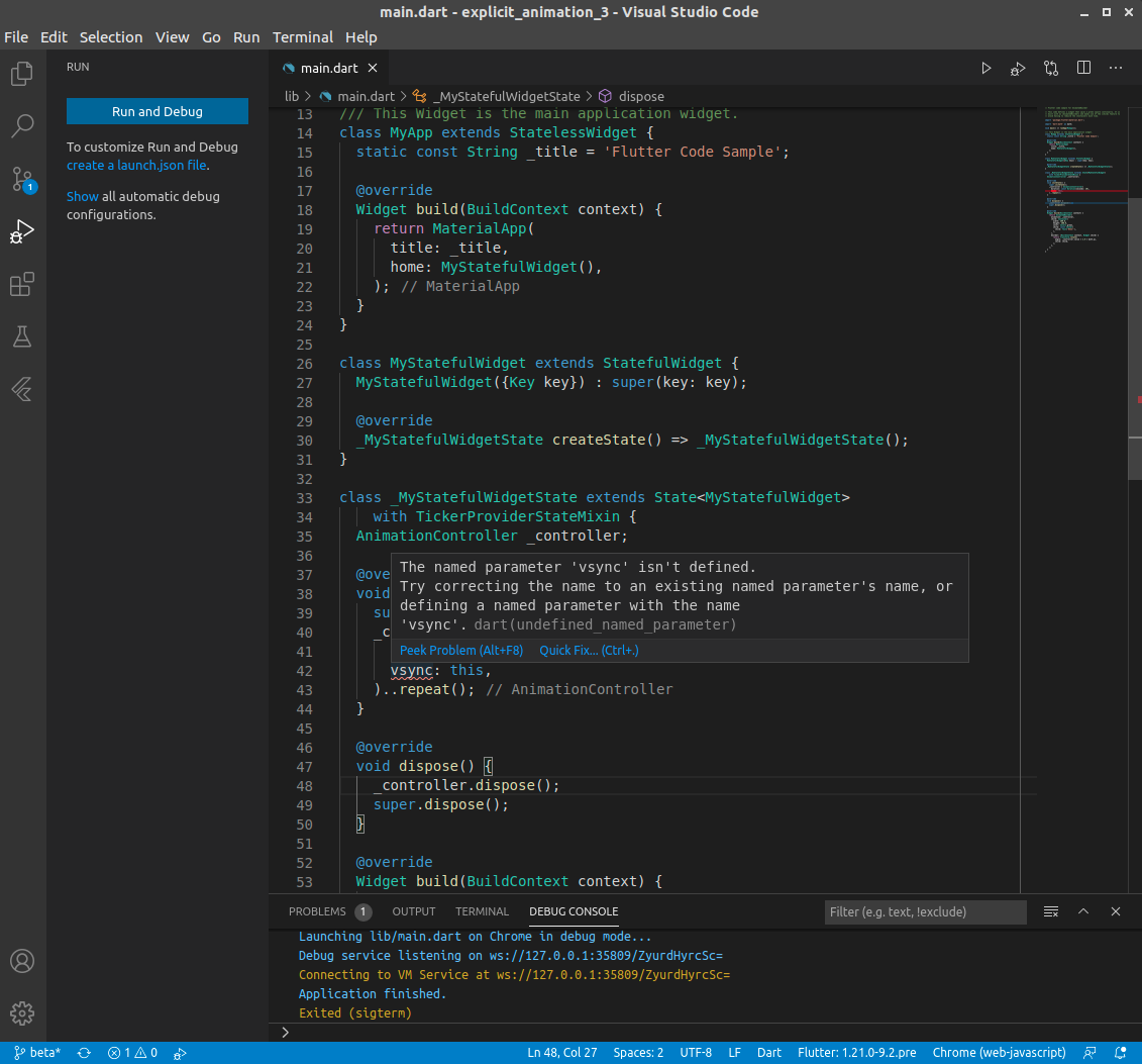 vsync is not detected as a named parameter in the AnimatedBuilder class