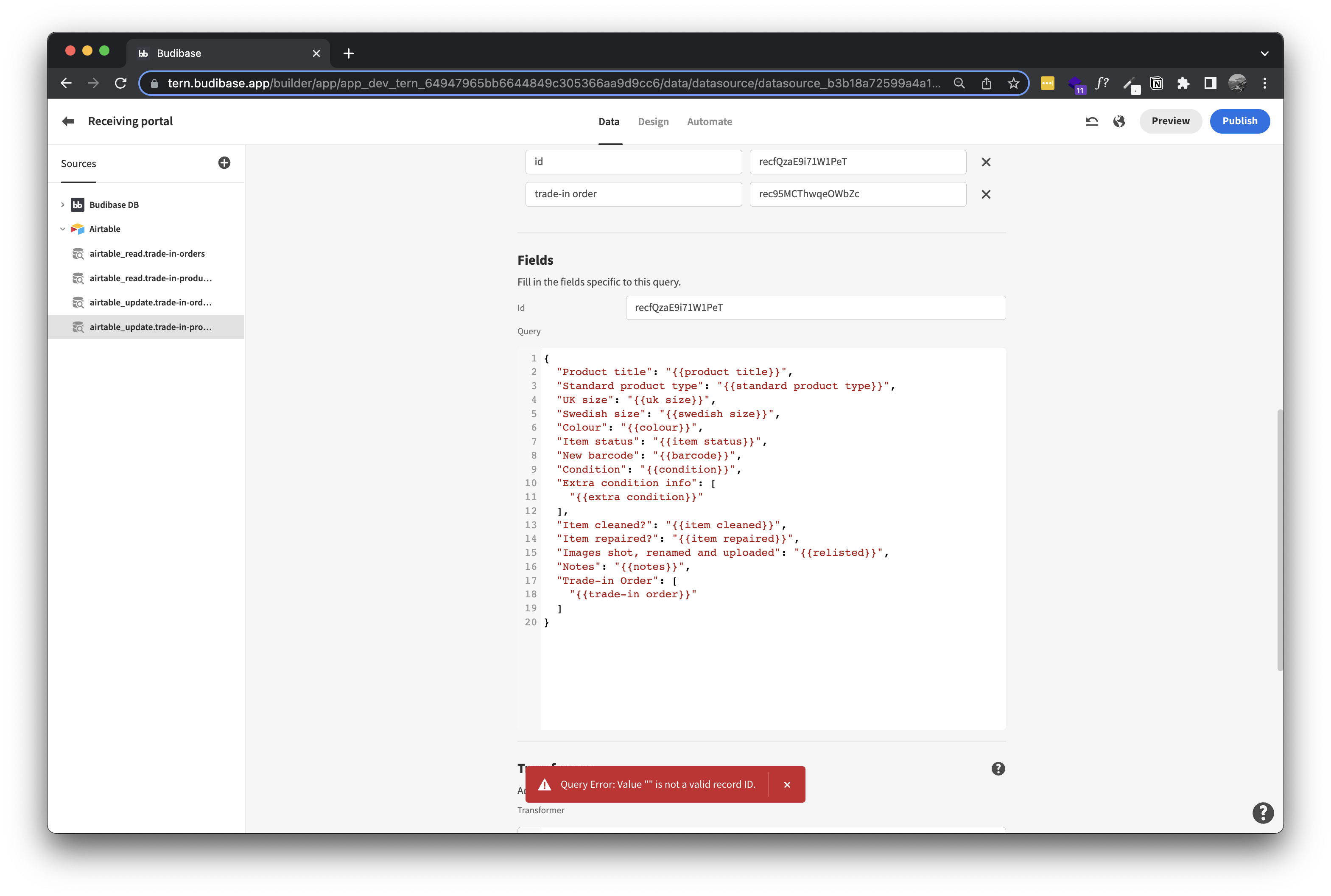 Airtable Update query failing · Budibase budibase · Discussion #7170 ...