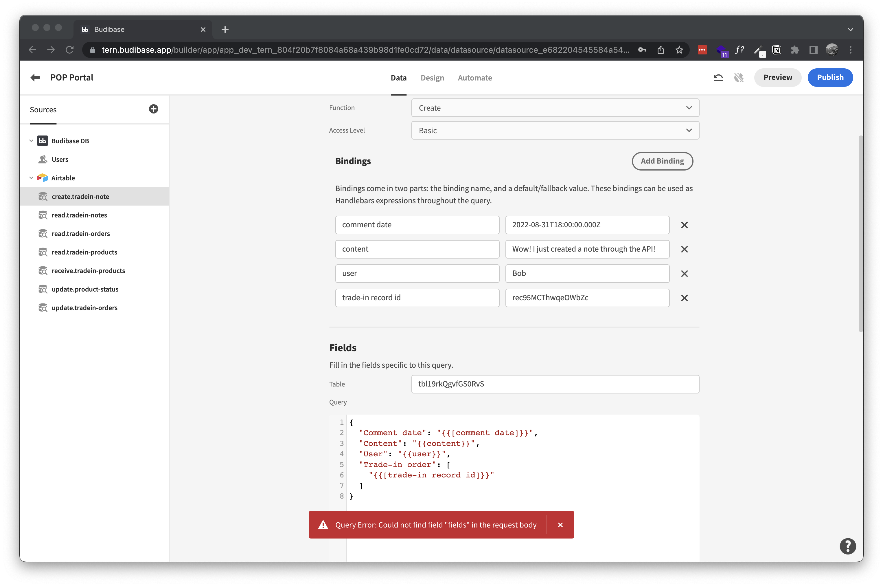 Airtable Create query failing · Issue #7322 · Budibase/budibase · GitHub