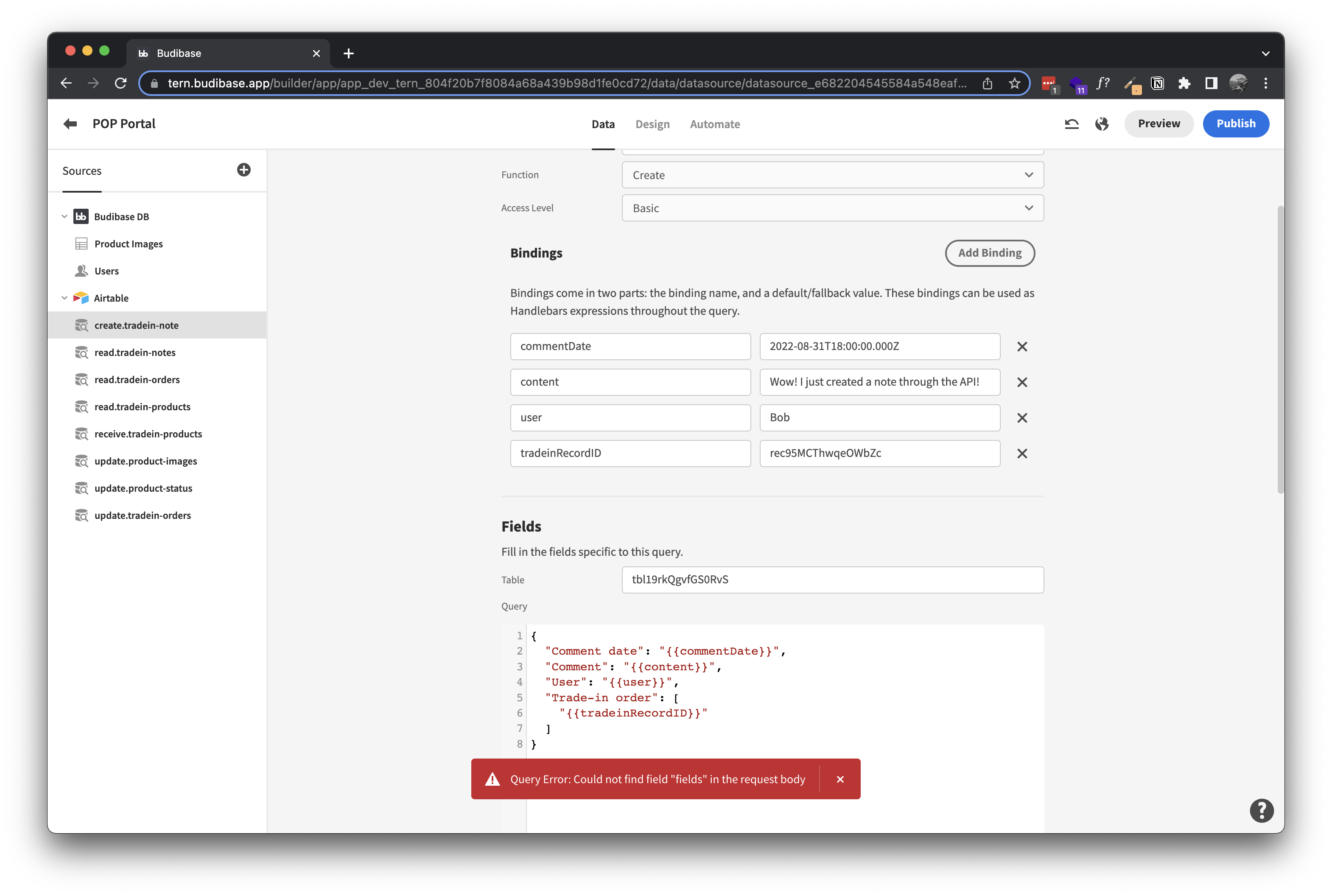 Airtable Create query failing · Budibase budibase · Discussion #7280 ...