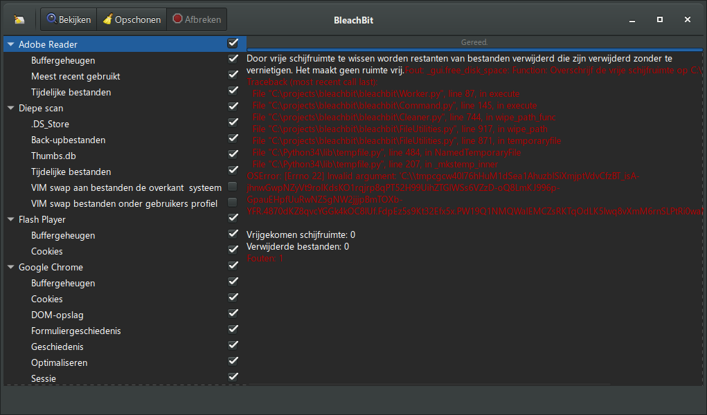 BB 4.0 Wipe Free Space not working · Issue 899 · bleachbit/bleachbit