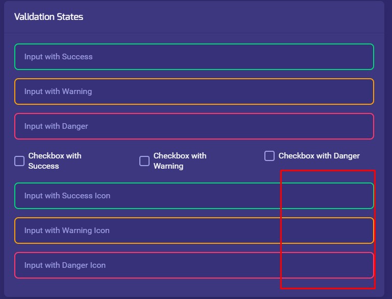missing icons in validation states inputs
