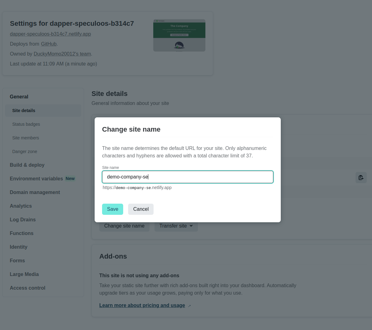 netlify-change-sitename