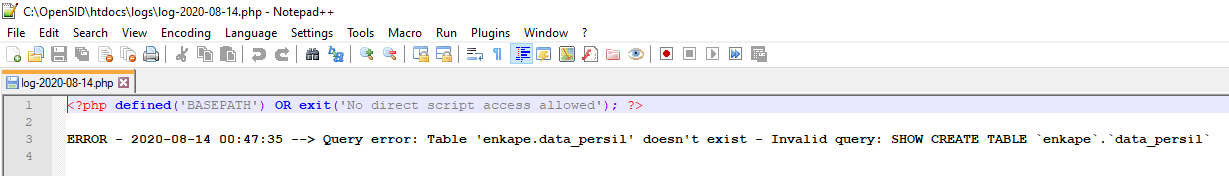 Error logs yang belum hilang · Issue #3459 · OpenSID/OpenSID · GitHub