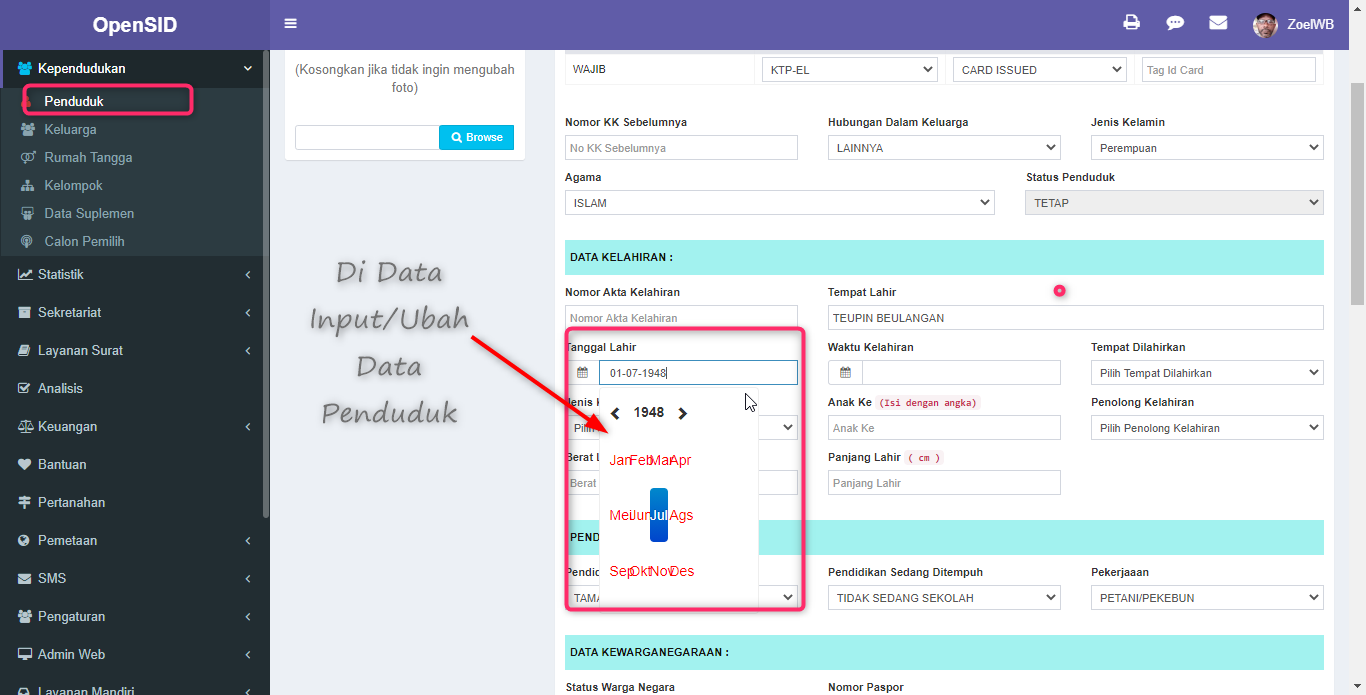 Bug pada Fitur Data Penduduk pada Fitur Pilih Aksi " Ubah Status Dasar ...