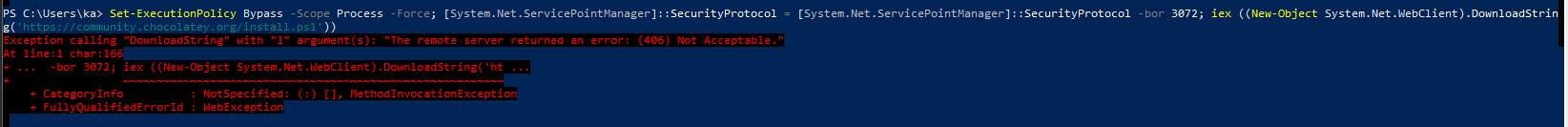 406-errors when installing choco · Issue #2331 · chocolatey/choco · GitHub
