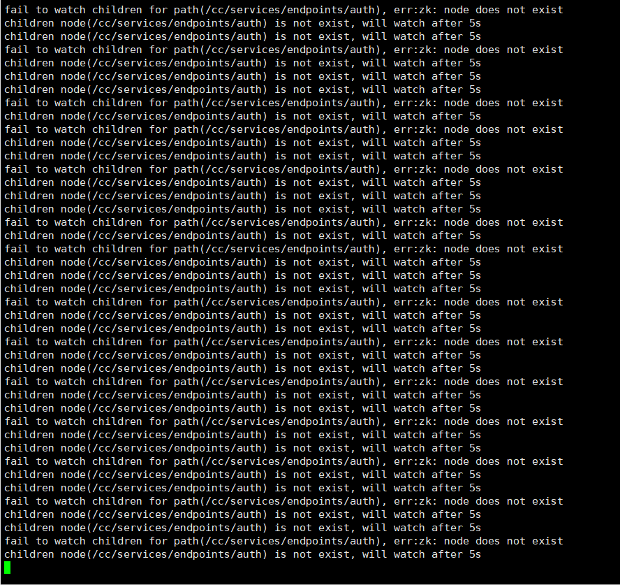 fail to watch children for path(/cc/services/endpoints/auth), errzk