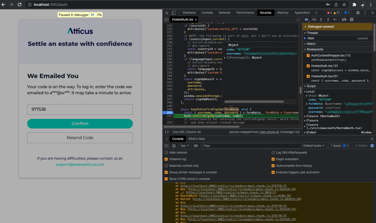 authenticator-handleConfirmSignUp