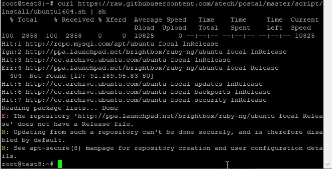 Ubuntu LTS 20.05 error · Issue #1069 · postalserver/postal · GitHub