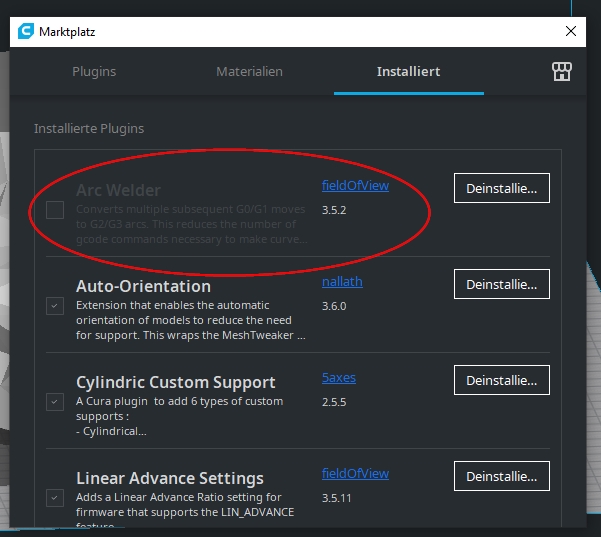 PlugIn "Arc Welder" will not start / load after update Cura 4.13.0b