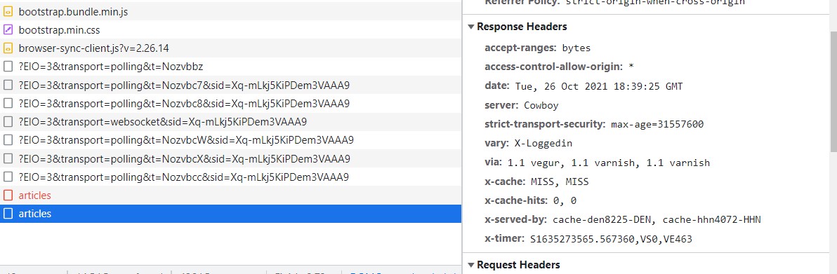 API: Fetching endpoint /api/articles/me sometimes returns CORS error ...