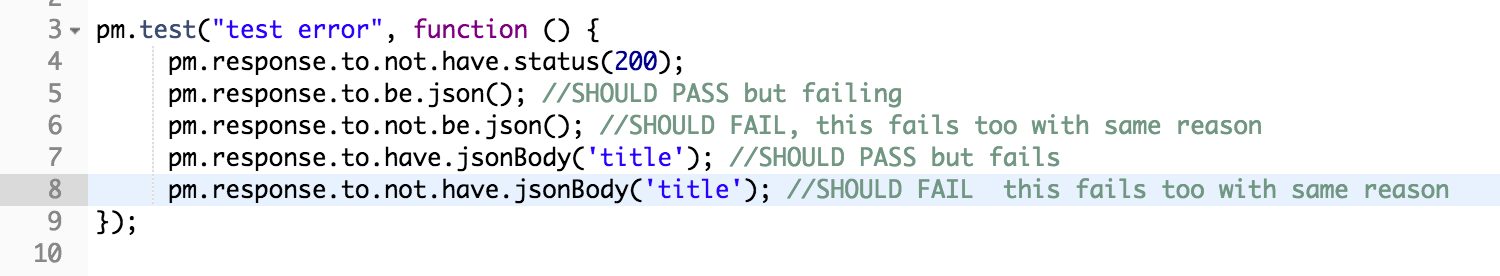 tests: to.be vs to.not.be ambiguity · Issue #4710 · postmanlabs/postman ...