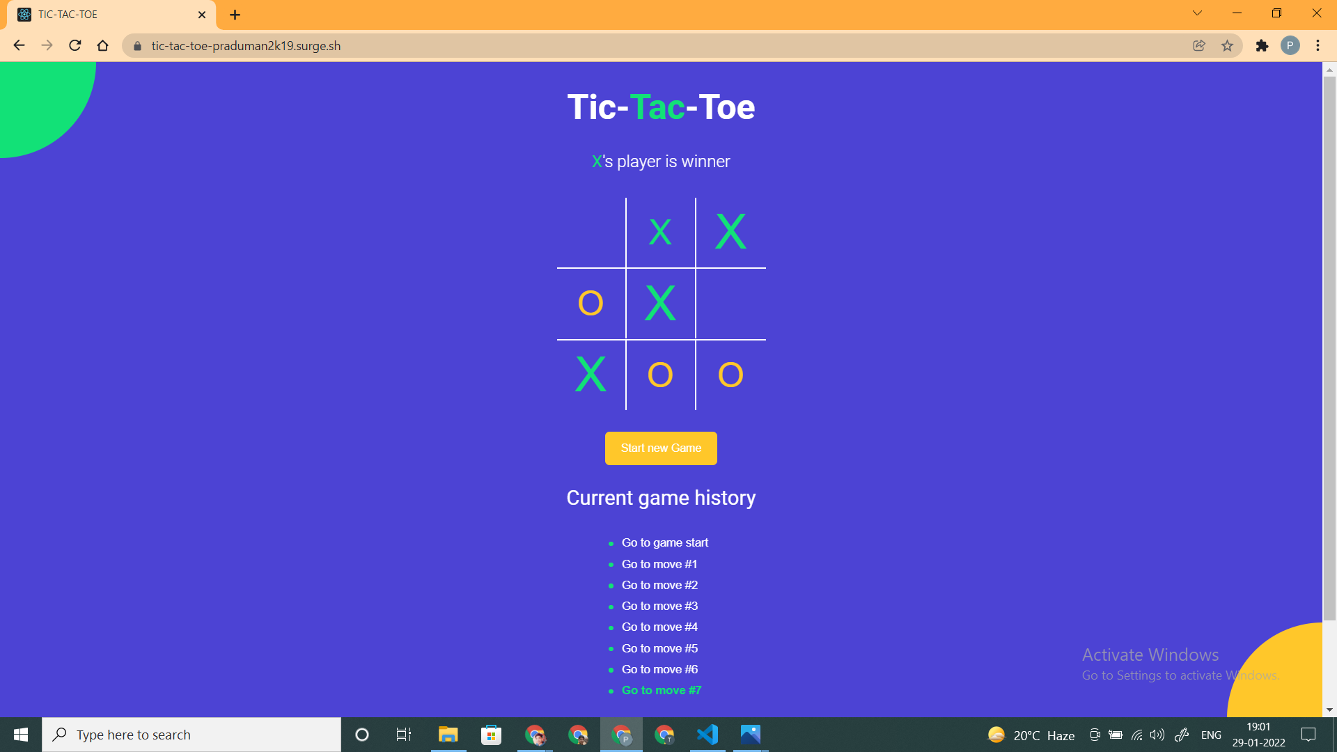 GitHub - Praduman2k19/tic-tac-toe--react: Tic-Tac-Toe React app