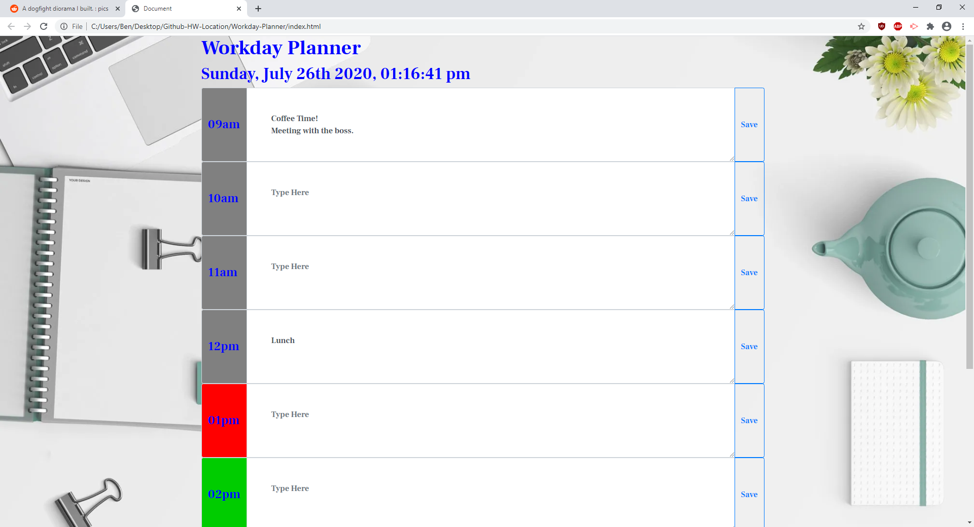 GitHub - BenSGar92/Workday-Planner: Allows you to schedule your workday ...