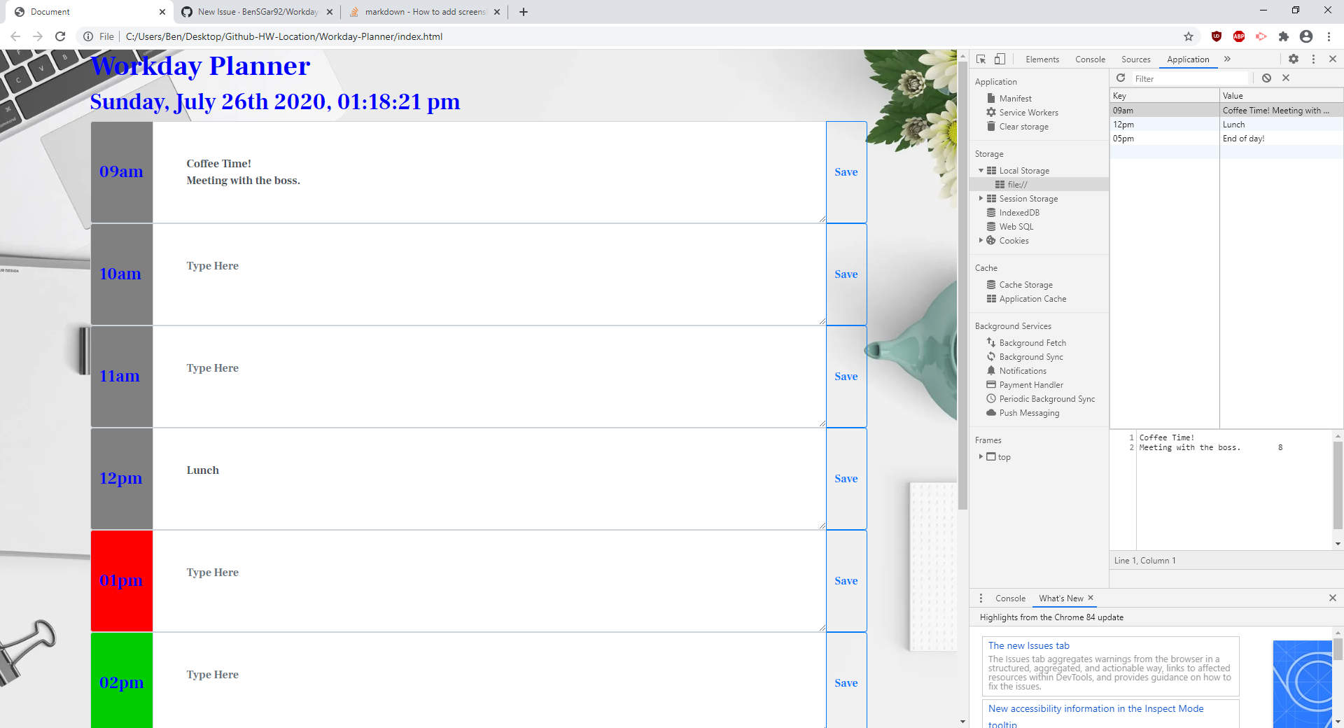 GitHub - BenSGar92/Workday-Planner: Allows you to schedule your workday ...