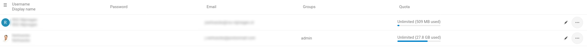 Nextcloud - user list