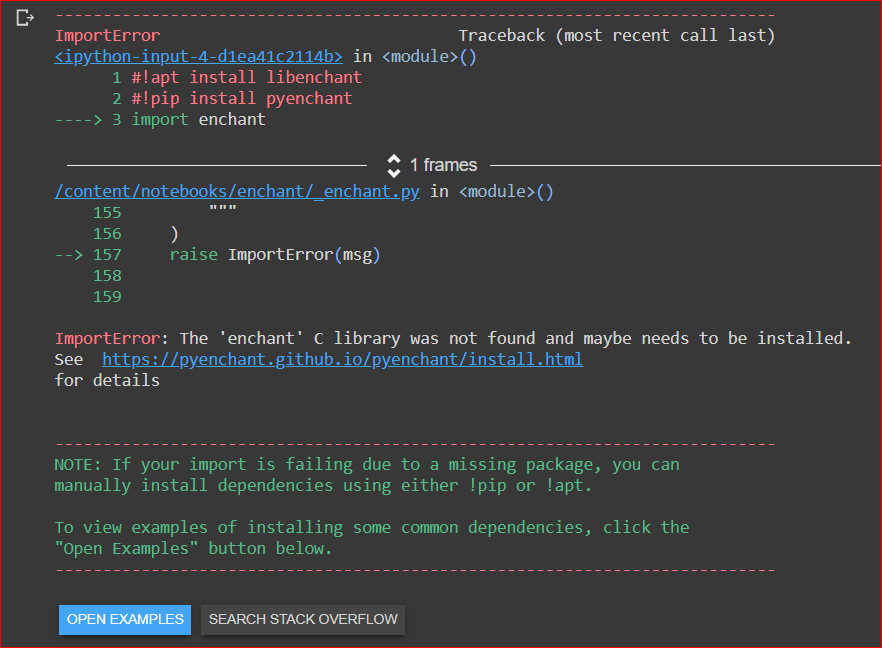 "ImportError: The 'enchant' C library was not found and maybe needs to ...