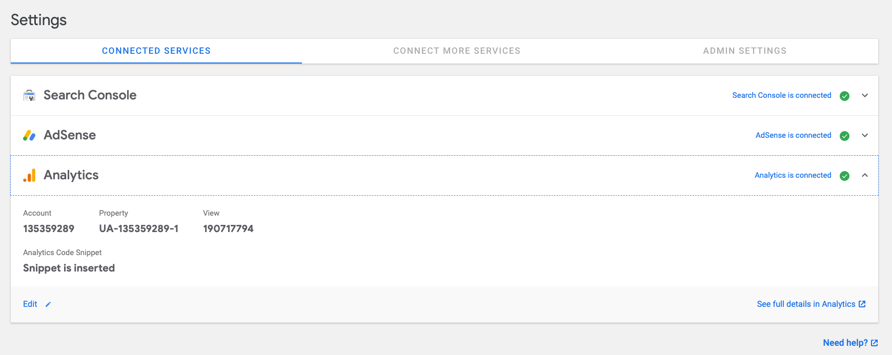 Copy updates for the AdSense panel in Settings
