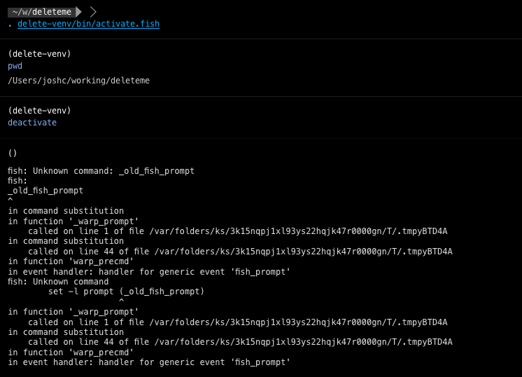 Lose path in virtual environment · Issue #1781 · warpdotdev/Warp · GitHub