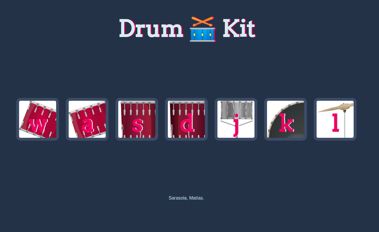GitHub - sarxsola/drum-kit: Click the buttons or press the letters with ...
