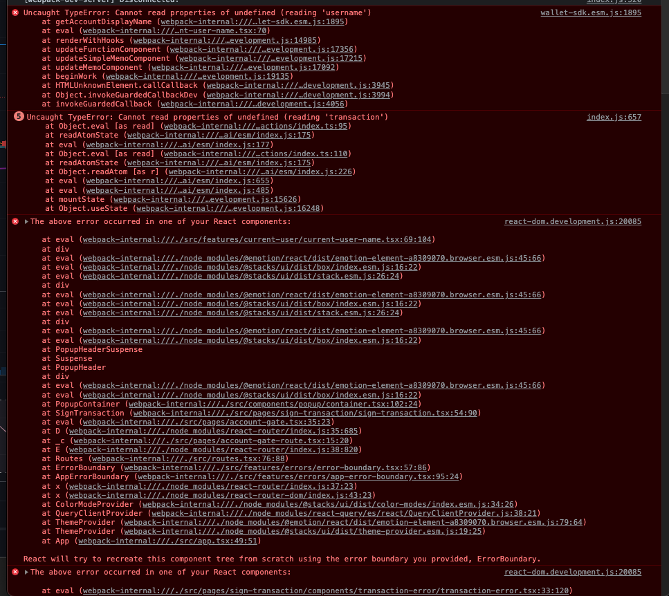 Leatherfac Error White screen after successful tx · Issue #1860 · leather-io/extension ...