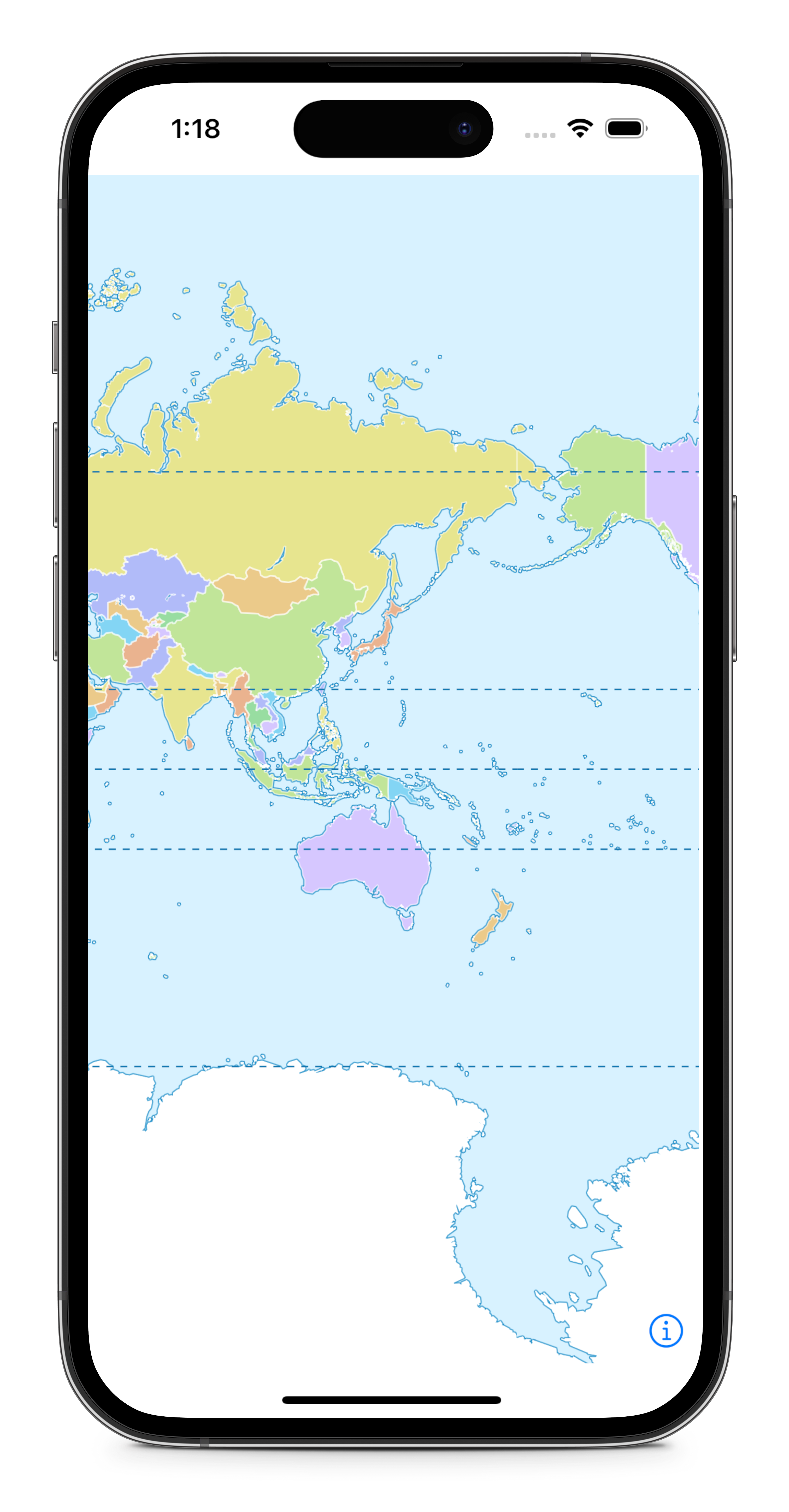 iOS device with MapLibre