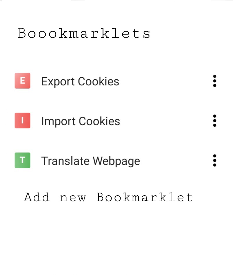 Feature Request Add new option in menu called bookmarklets where we