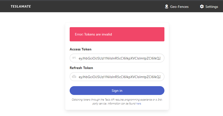 Error: Tokens are invalid · Issue #2982 · teslamate-org/teslamate · GitHub