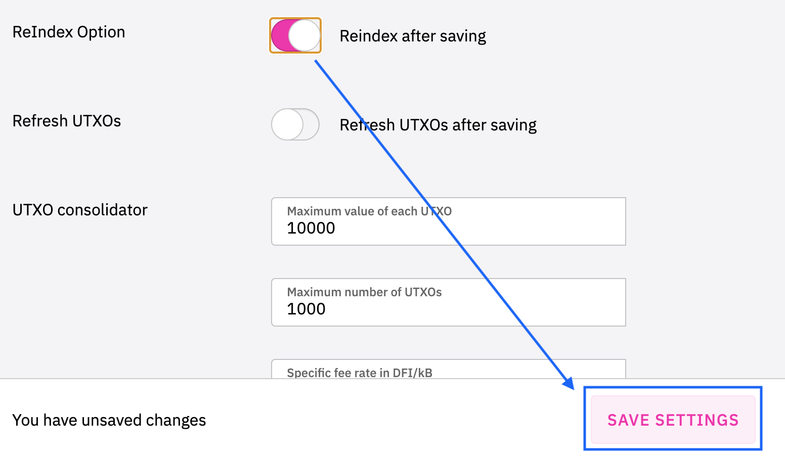 Reindex option